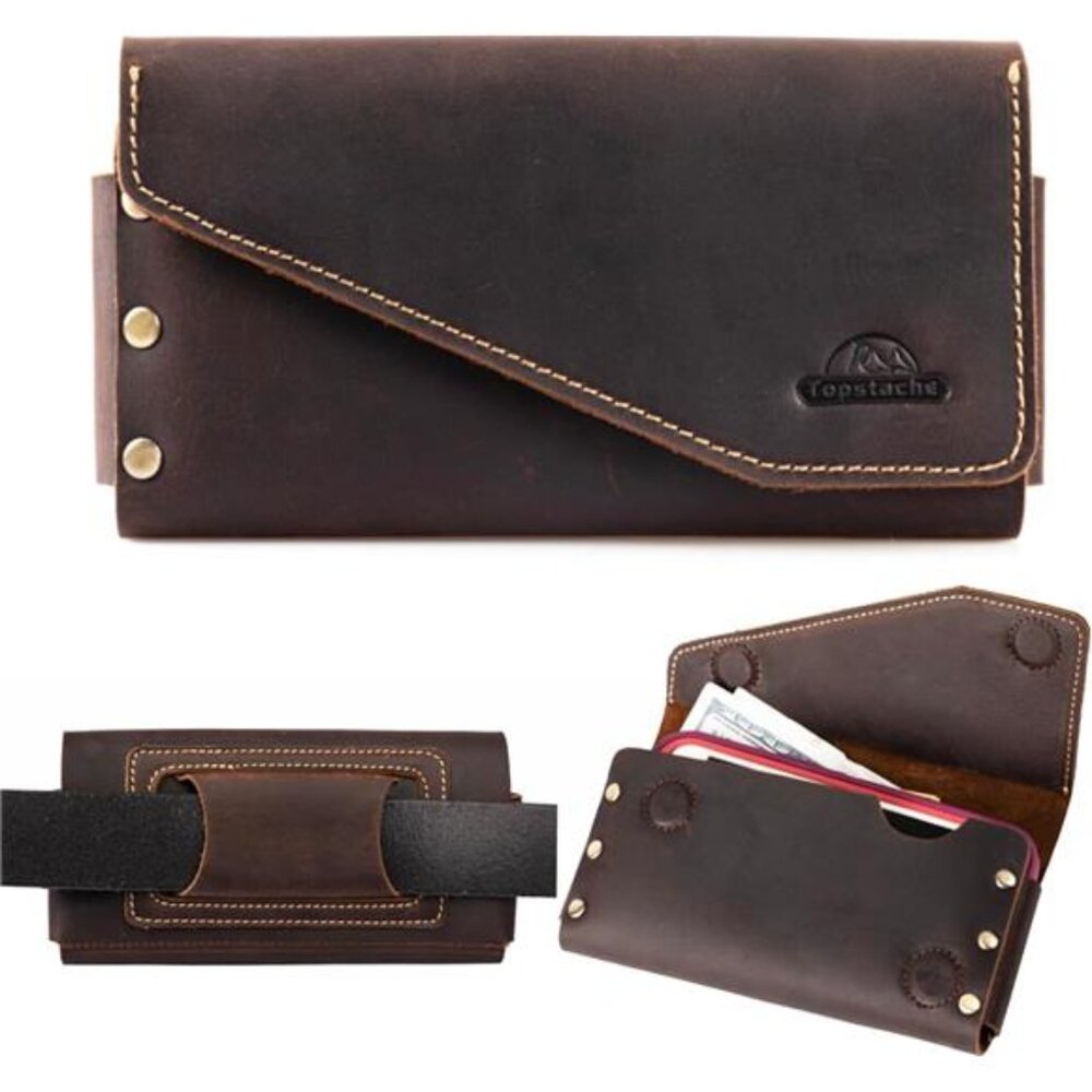 Leather Phone Holster with BeltLoop,Magnetic Closure Cell Phone Pouch CardHolder